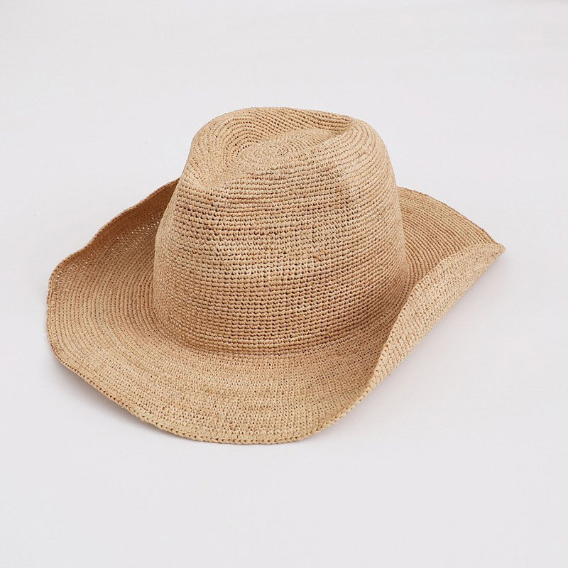 Cowboy Hat Straw - Naturalny słomkowy kapelusz z rafii dla