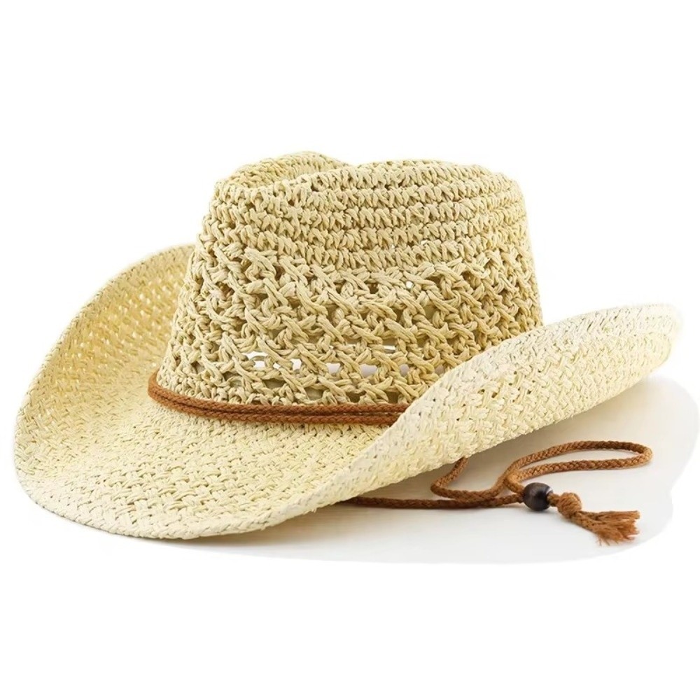 Cowboy Hat Straw - Retro Kapelusz Słomkowy z Szerokim Rondem,