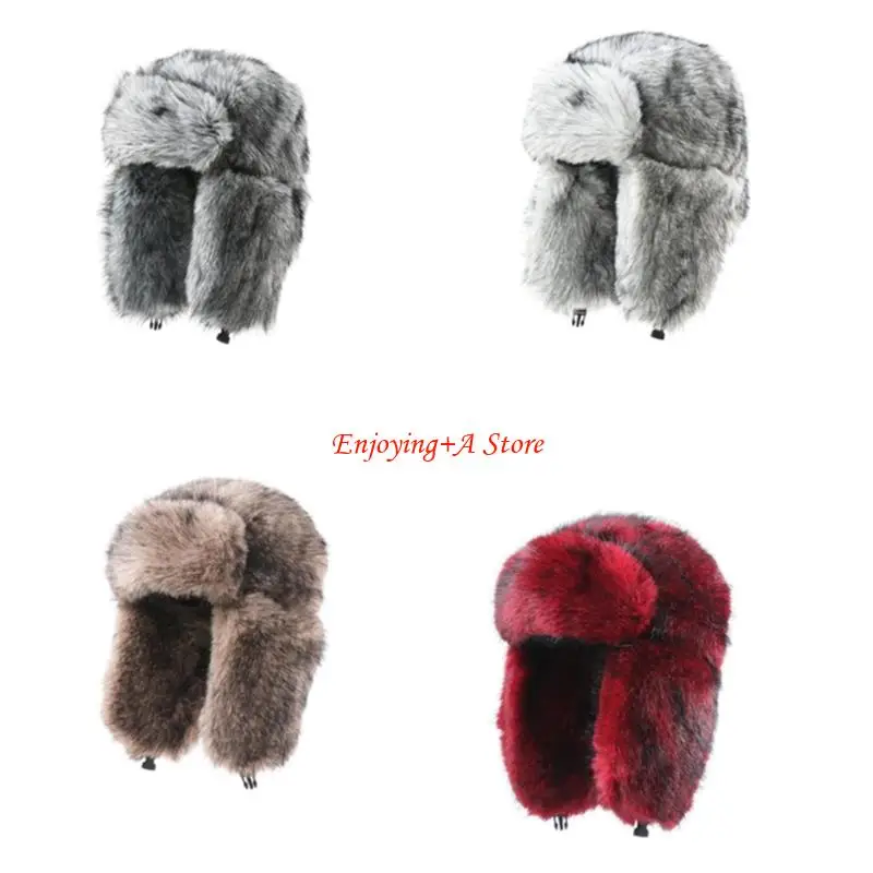 Trapper Hat Ear Flap - Ciepła, pluszowa czapka zimowa z nausznikami