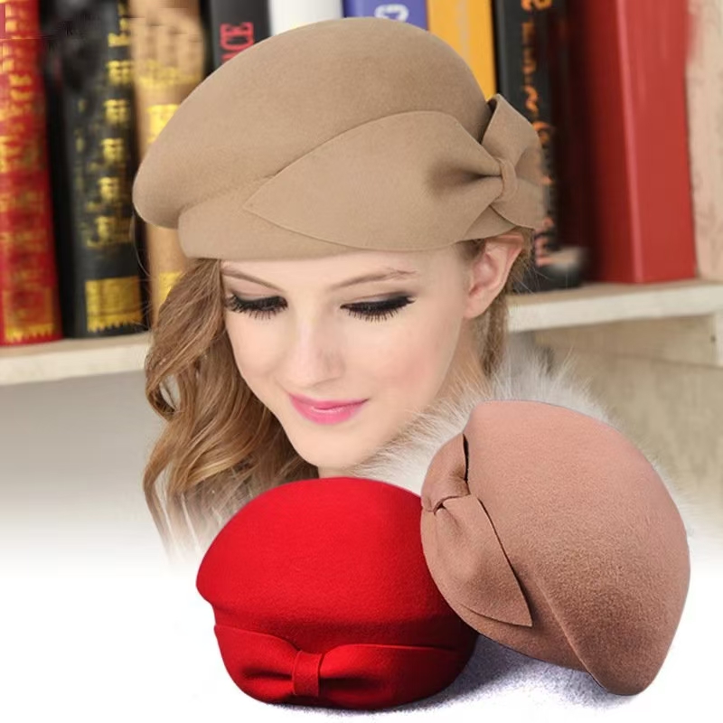 Beret French Wool - Wełniany Beret Vintage Ciepły Zimowy Damski