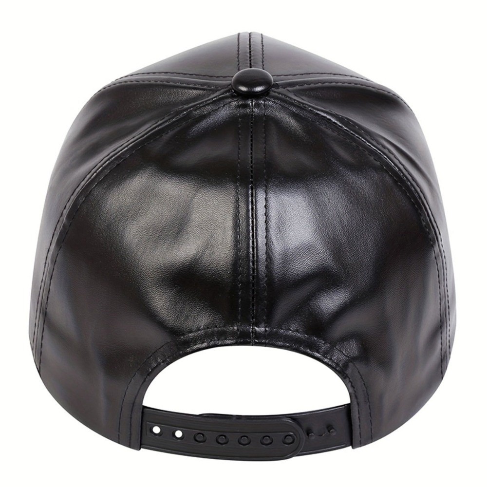 Baseball Cap Structured - Modna czapka bejsbolówka z PU, jednolita,