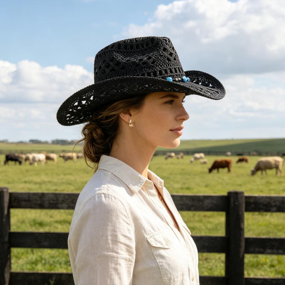 Cowboy Hat Straw - Kapelusz kowbojski z szerokim rondem, wygodny