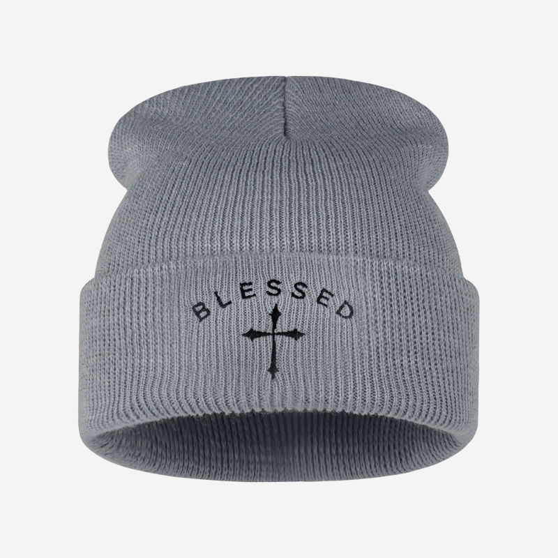 Czapka z haftowanym krzyżem, z – Beanie Cuffed Knit recenzja i cena