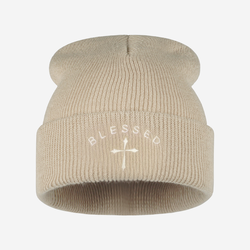 Czapka z haftowanym krzyżem, z – Beanie Cuffed Knit recenzja i cena