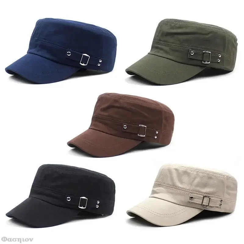 Army Cap Men Women Pure Color  – Snapback Hat Flat recenzja i cena