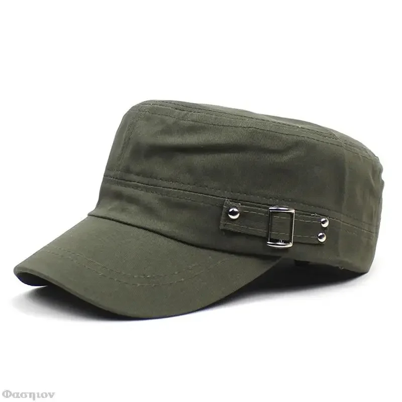 Army Cap Men Women Pure Color  – Snapback Hat Flat recenzja i cena