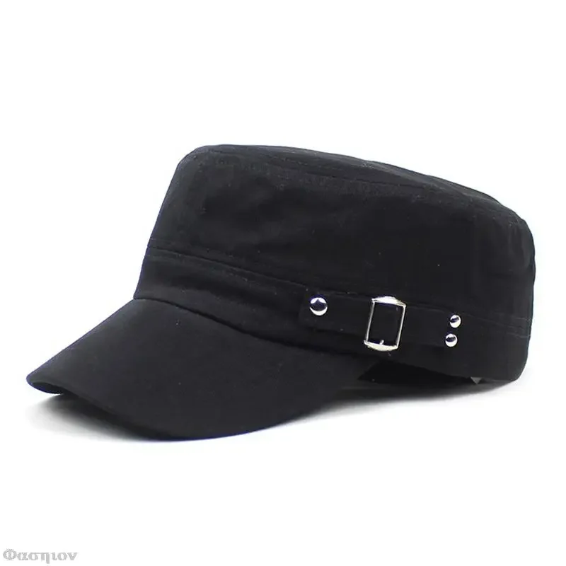 Army Cap Men Women Pure Color  – Snapback Hat Flat recenzja i cena